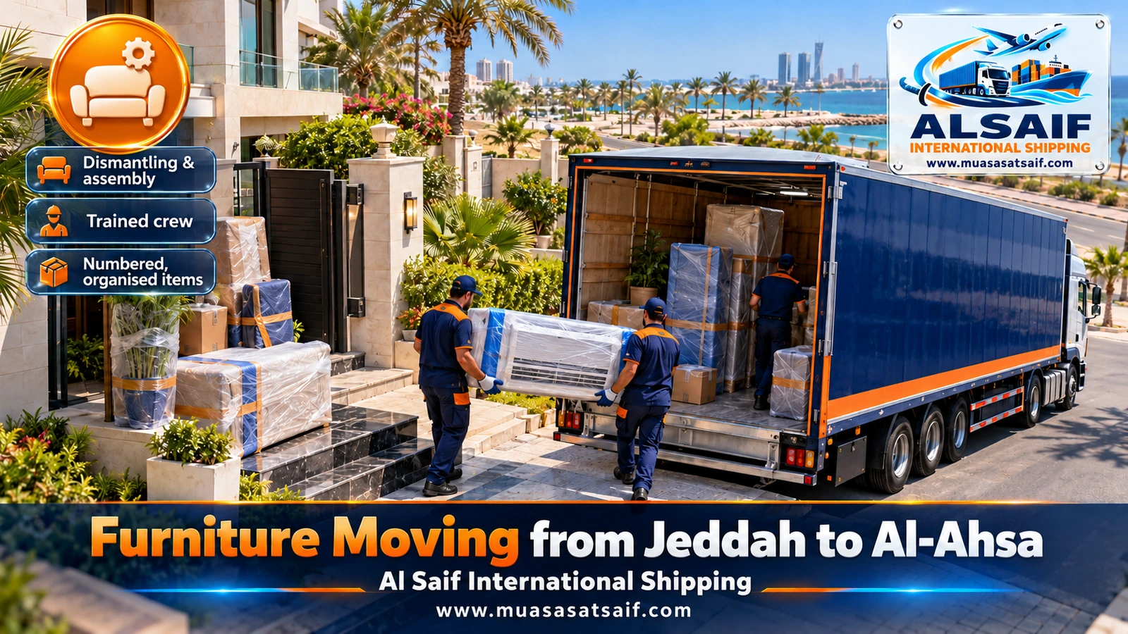 Furniture Moving from Jeddah to Al Ahsa | Delivery to Al Mubarraz, Al Omran, Al Oyoun and the Oasis Villages