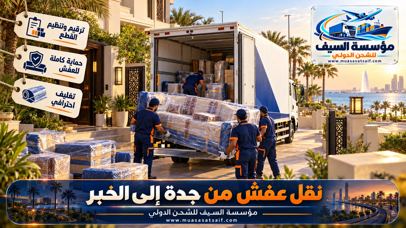 شركة نقل عفش من جدة الي الخبر | تنسيق مصعد الأبراج وتغليف وتركيب في شقتك الجديدة