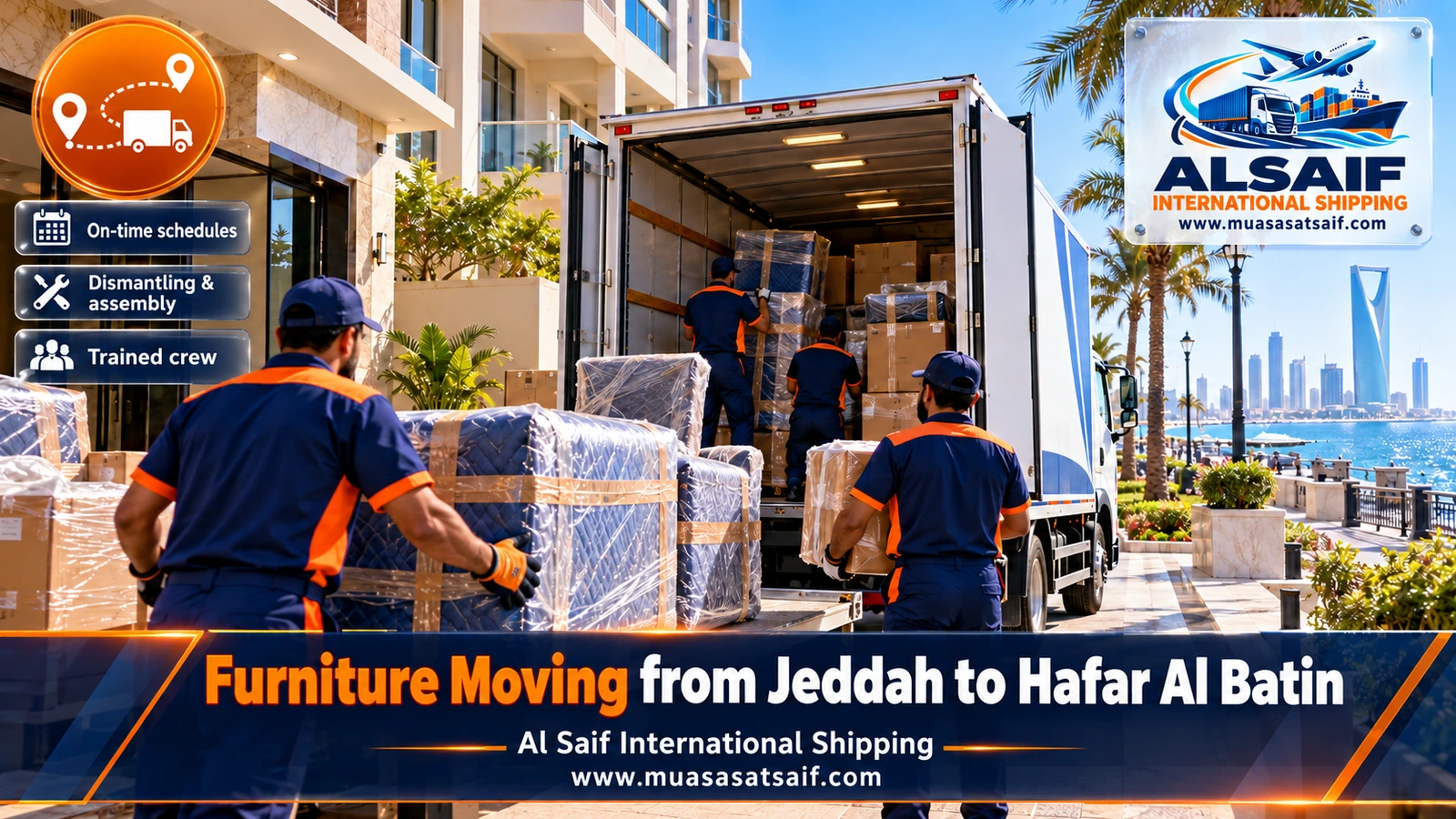 Furniture Moving from Jeddah to Hafar Al Batin | Long-Haul Packing, Secured Loads & Assembly
