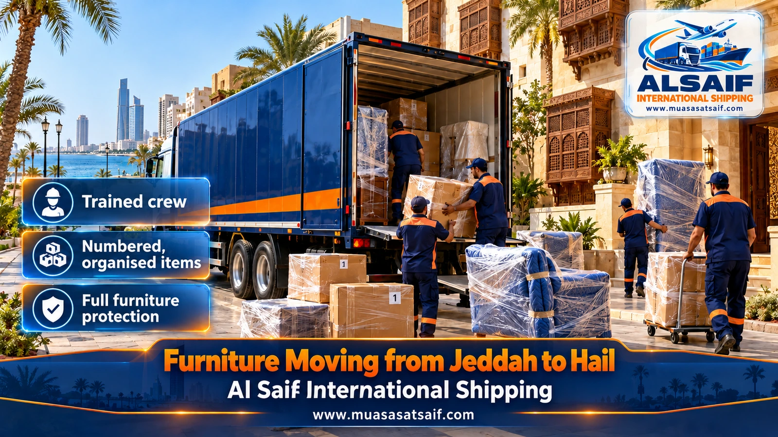 Furniture Moving from Jeddah to Hail | Cold-Weather Packing, Closed Trucks & Assembly