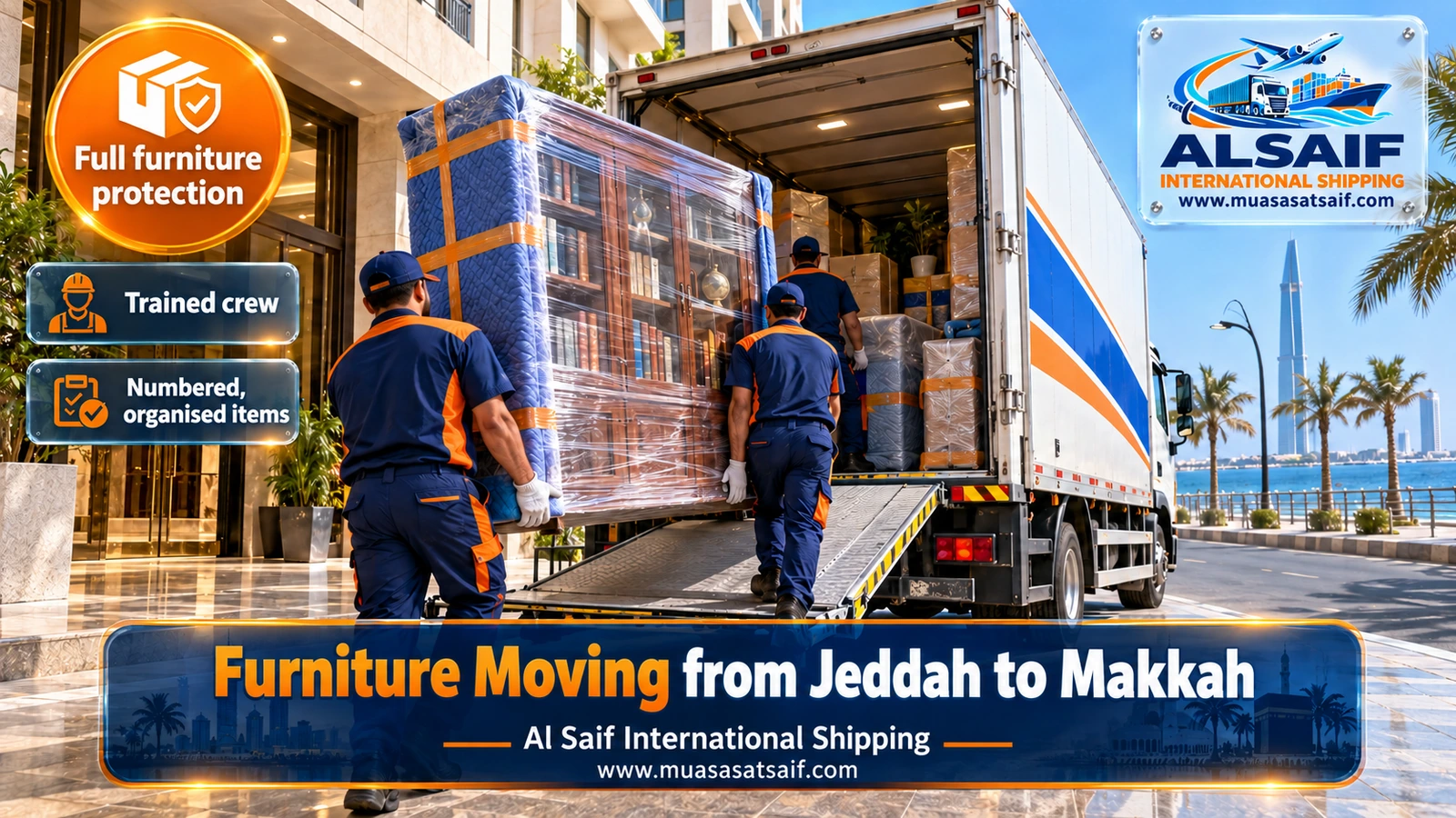 Furniture Moving from Jeddah to Makkah | Same-Day Moves with Dismantling, Assembly and Dabab Access