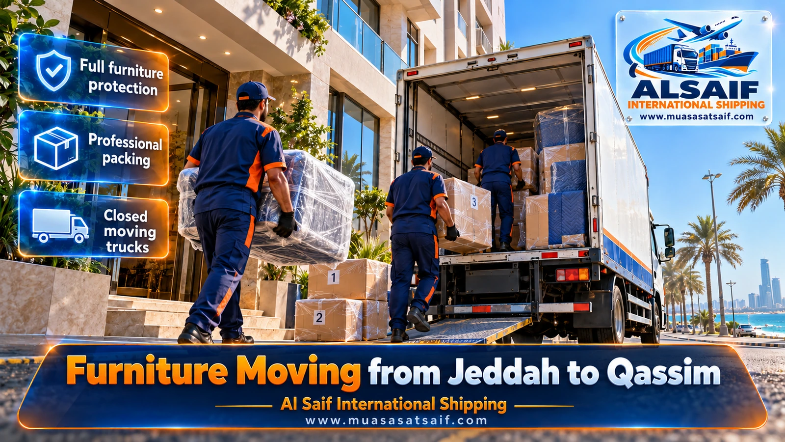 Furniture Moving from Jeddah to Qassim | Delivery to Unaizah, Al Rass, Al Mithnab & Al Bukayriyah