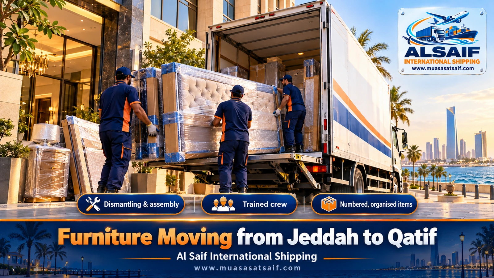 Furniture Moving from Jeddah to Qatif | Delivery to Saihat, Tarout & Safwa, Even Narrow Lanes