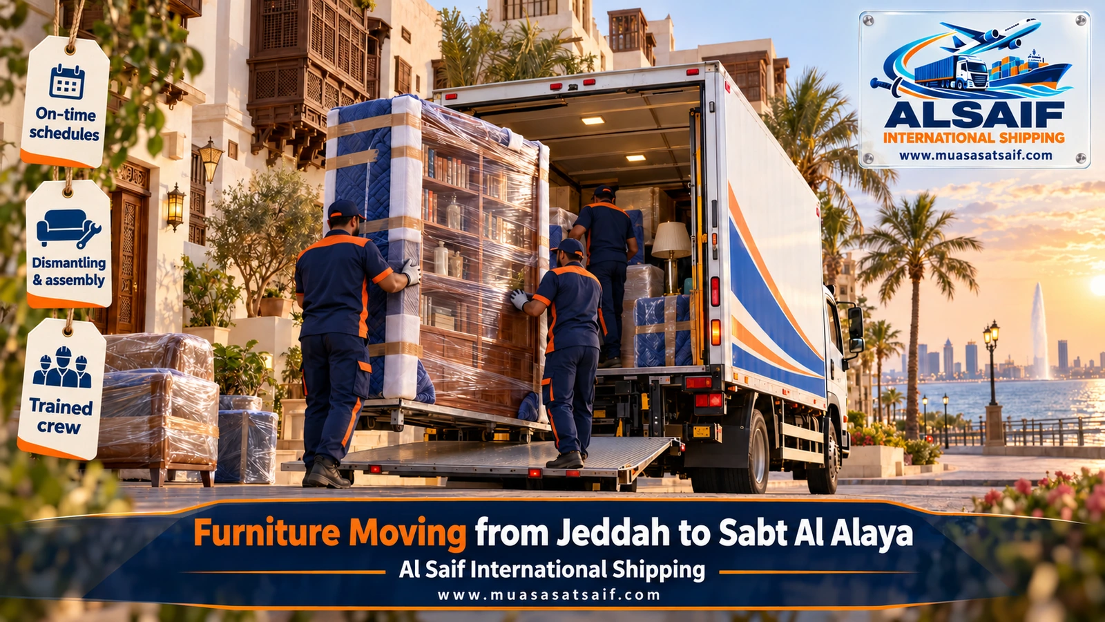 Furniture Moving from Jeddah to Sabt Al Alaya | Town and Balqarn Village Delivery with Dismantling, Packing & Assembly