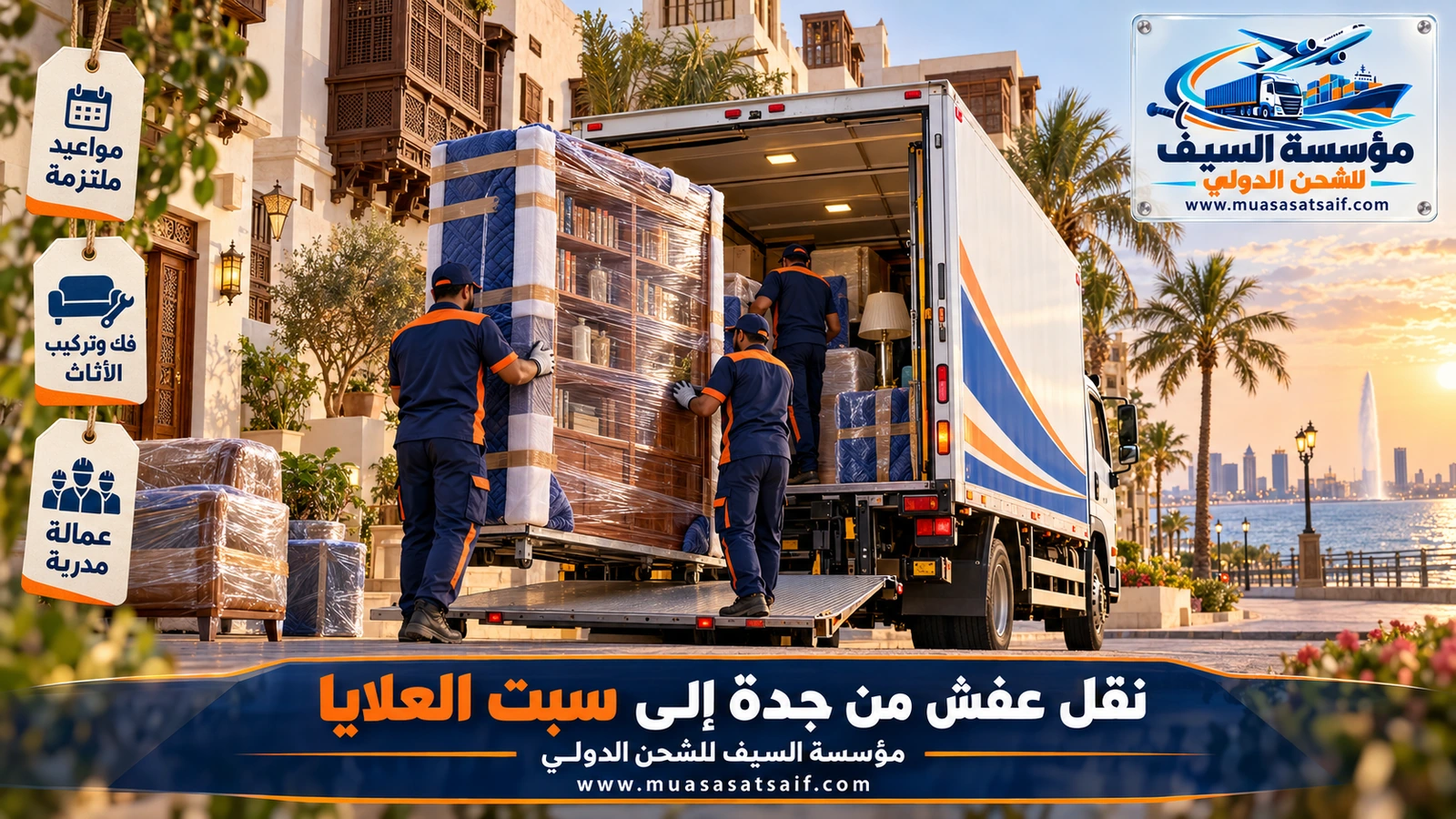 شركة نقل عفش من جدة الي سبت العلايا | نقل إلى المدينة وقرى بلقرن مع الفك والتغليف والتركيب