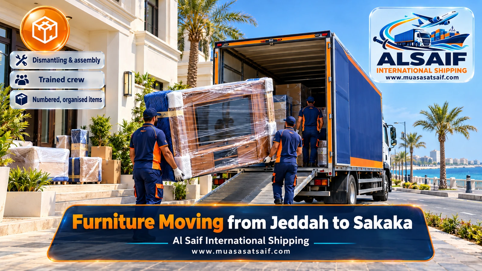Furniture Moving from Jeddah to Sakaka | A Planned Trip via Hail and the Nafud with Long-Haul Packing and Assembly in Al Jouf