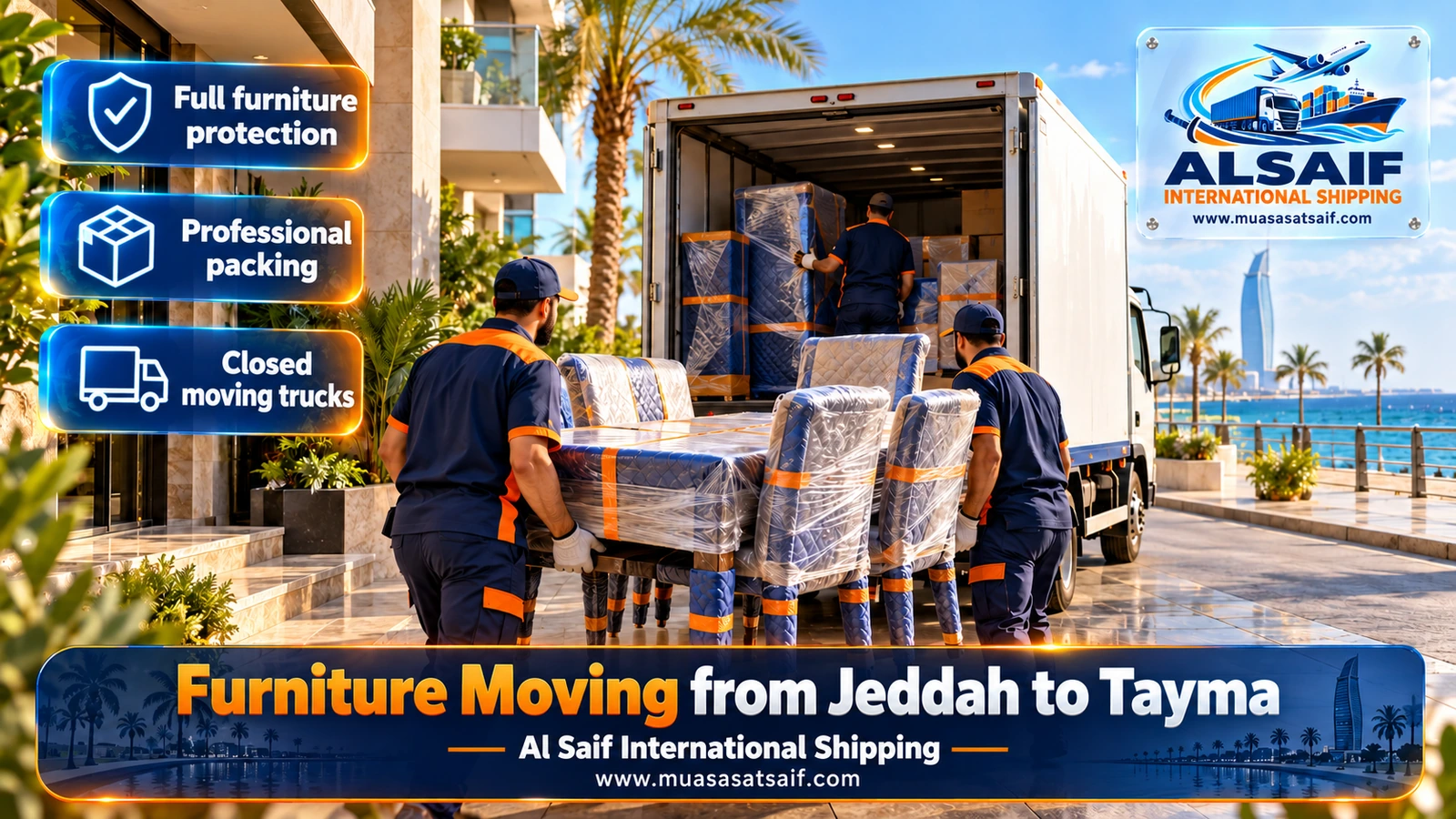 Furniture Moving from Jeddah to Tayma | Dust-Proof Packing and Delivery to Farms and Villages via Madinah