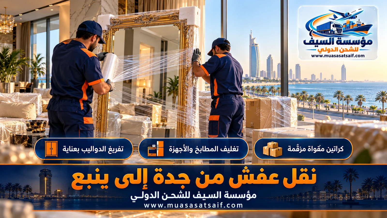 تغليف غرف النوم بالبلاستيك الفقاعي والكرتون المقوى قبل نقل العفش من جدة إلى ينبع