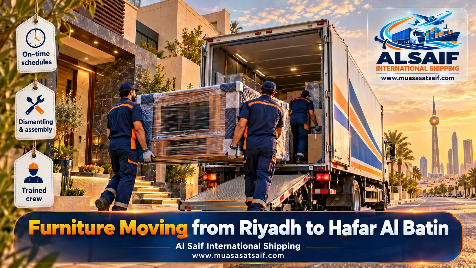 Furniture Moving from Riyadh to Hafar Al Batin | Long-Haul Packing and Assembly Across the City and Al Qaisumah