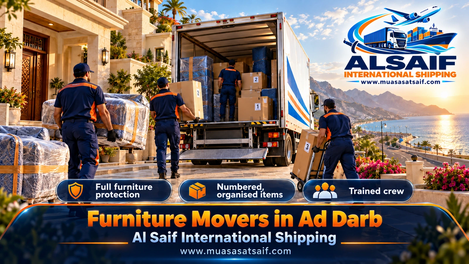 Furniture Moving in Ad Darb | Dismantling, Packing & Closed Trucks to Atoud and Reem