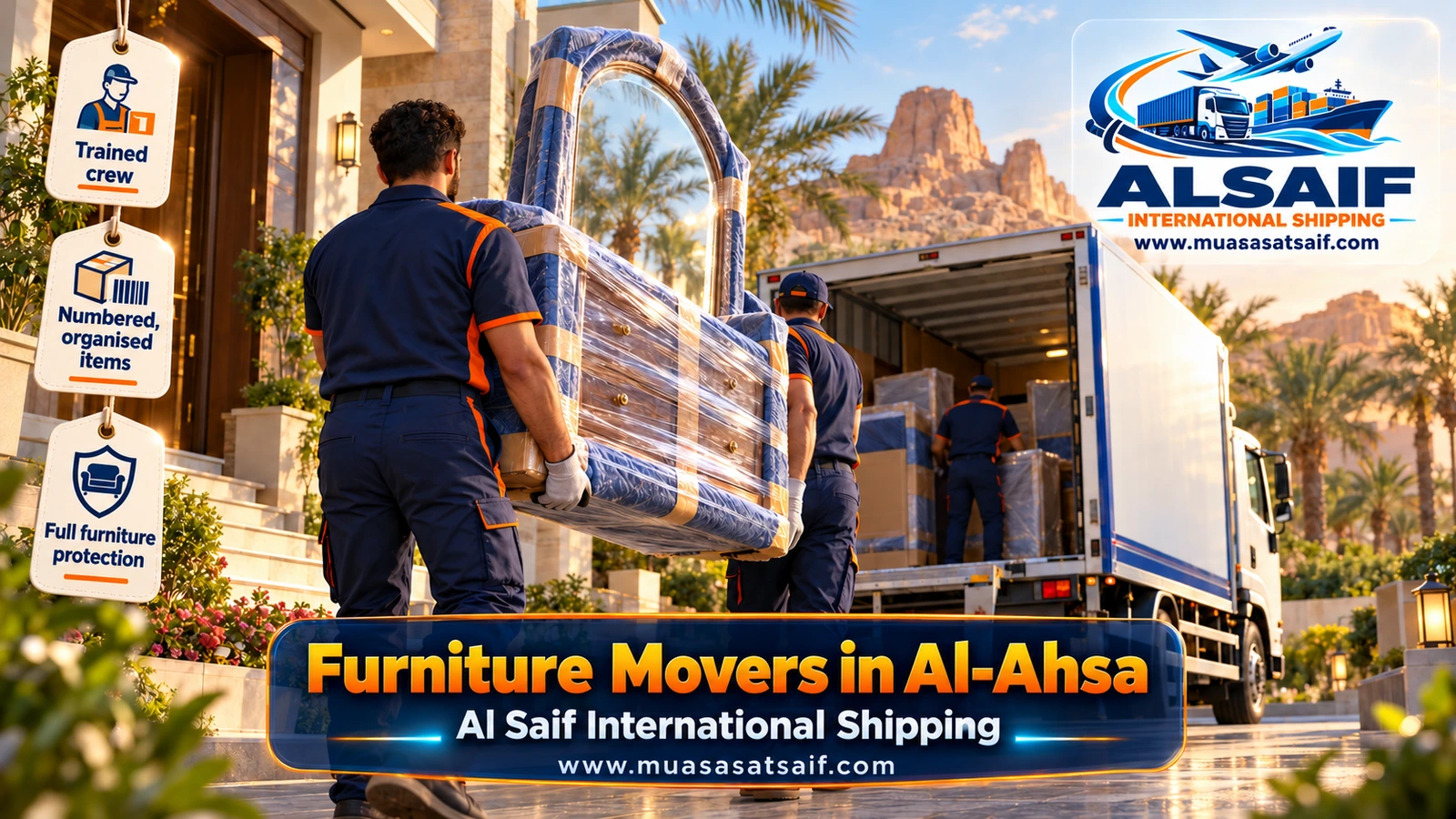 Furniture Movers in Al Ahsa | Hofuf, Mubarraz, Villages & Farmhouses with Full Assembly