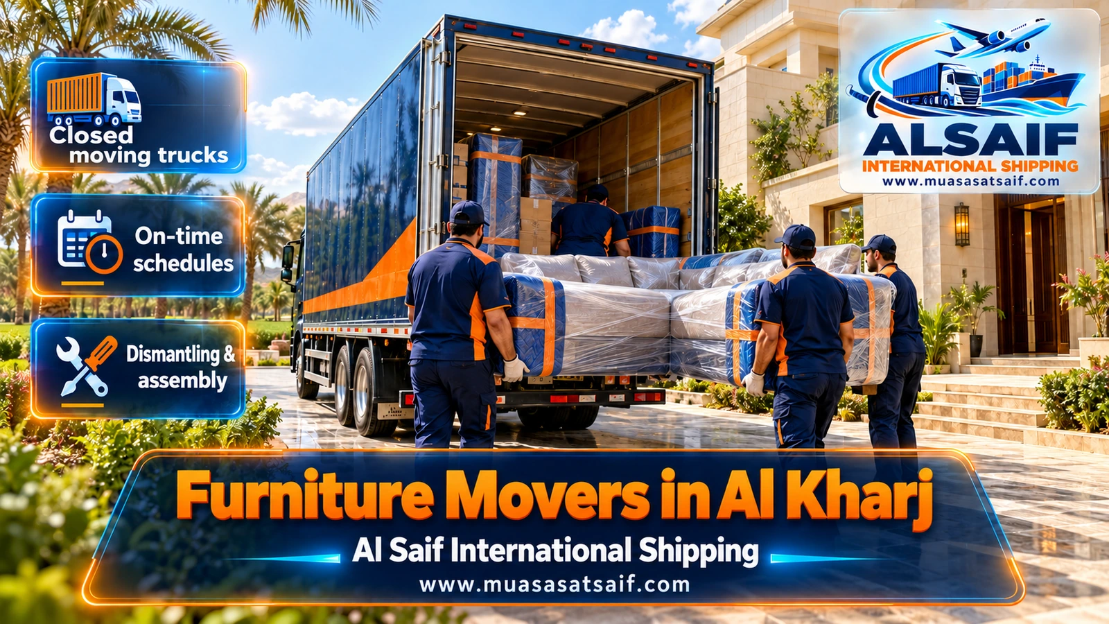 Furniture Movers in Al Kharj | In-Town Moves, Farms, Rest-Houses & the Riyadh Road