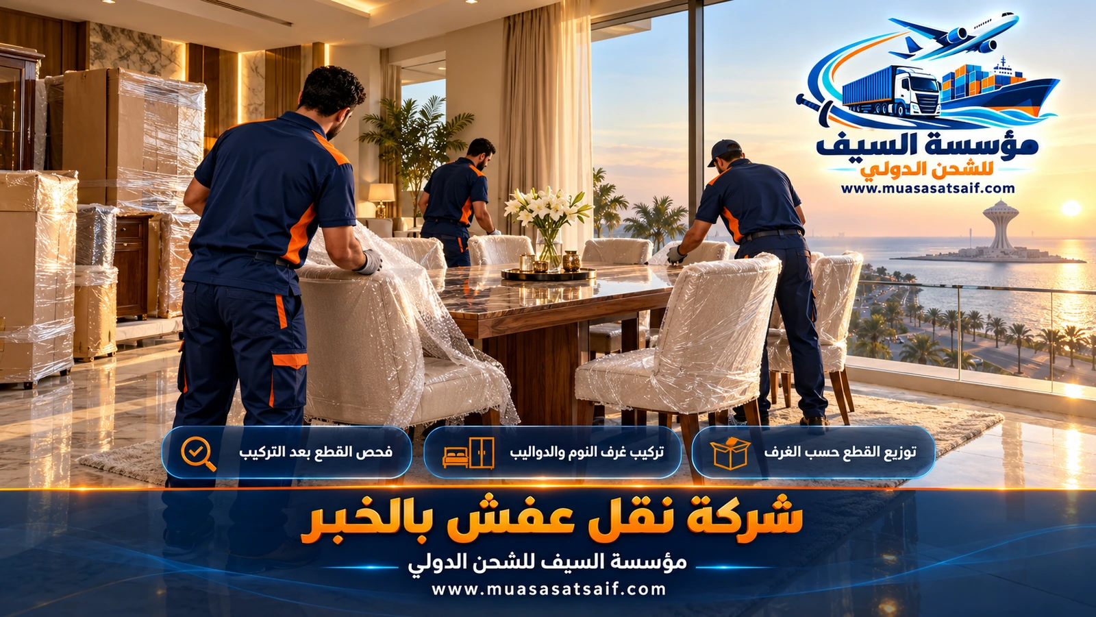 تركيب غرفة نوم في فيلا داخل مجمع سكني بعد نقل العفش في الخبر