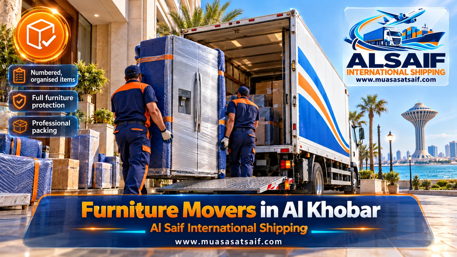 Furniture Movers in Al Khobar | Tower Lift Bookings, Compound Passes & Full Assembly