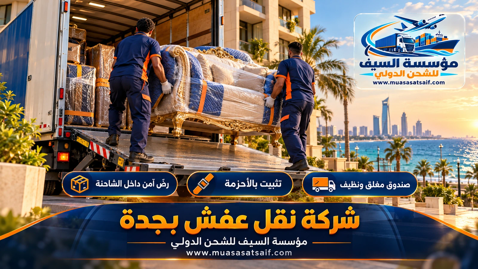 تحميل الأثاث بالونش في دينا نقل عفش من عمارة في جدة