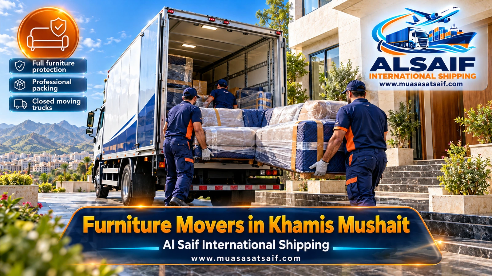 Furniture Movers in Khamis Mushait | Rain-Proof Packing, Closed Trucks & Assembly