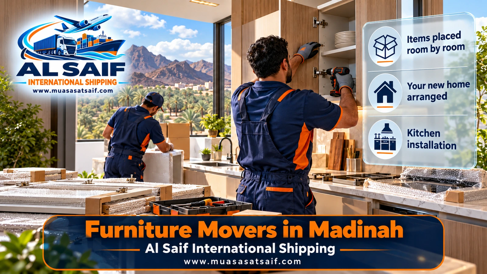 Carpenter reassembling a bedroom wardrobe after furniture moving in Madinah