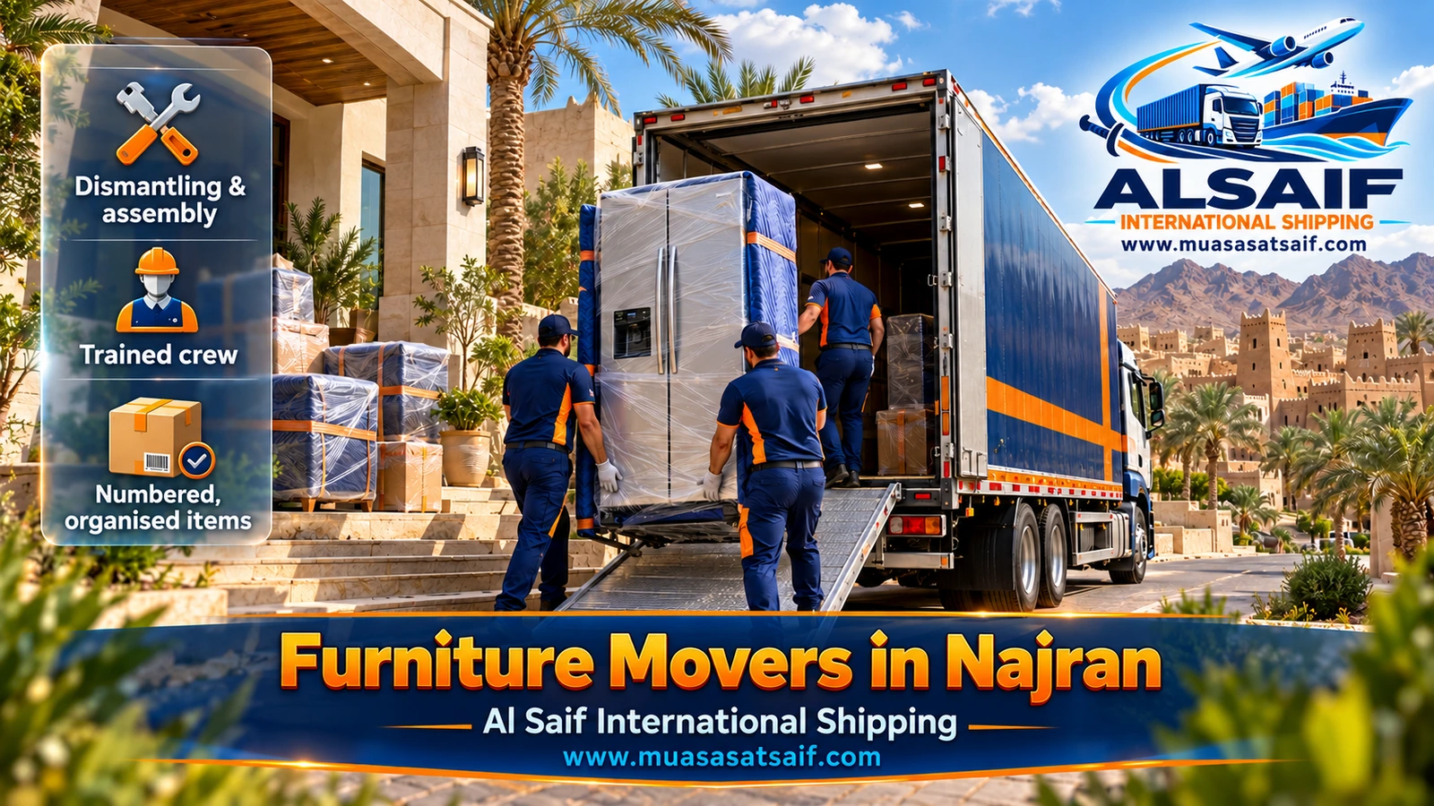 Furniture Movers in Najran | Valley Farmhouses to Modern Districts, Packed and Reassembled