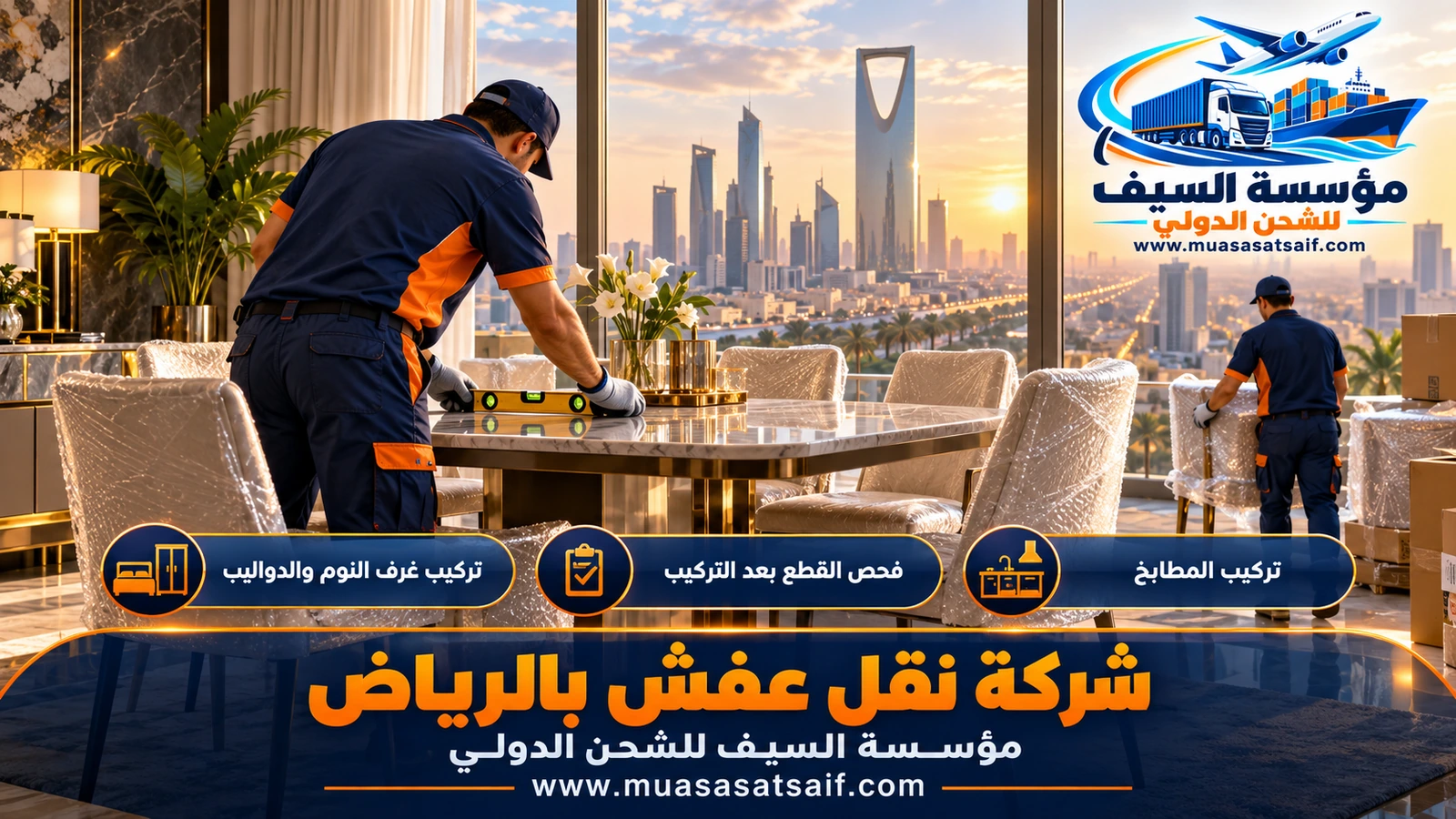 تركيب غرفة نوم ودولاب في البيت الجديد بعد نقل العفش داخل الرياض