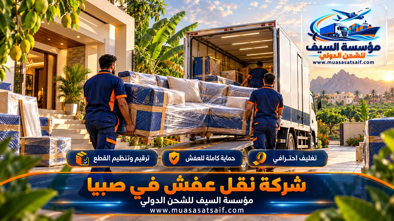 شركة نقل عفش صبيا | فك وتغليف ودينا مغلقة من الأحياء والقرى حتى جازان