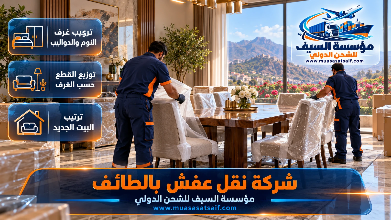 نجار يركب سريراً ودولاباً في بيت جديد بالطائف بعد النقل