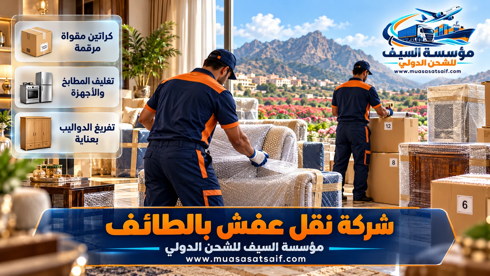 تغليف غرفة نوم خشبية بالبطانيات والنايلون مع شركة نقل عفش بالطائف