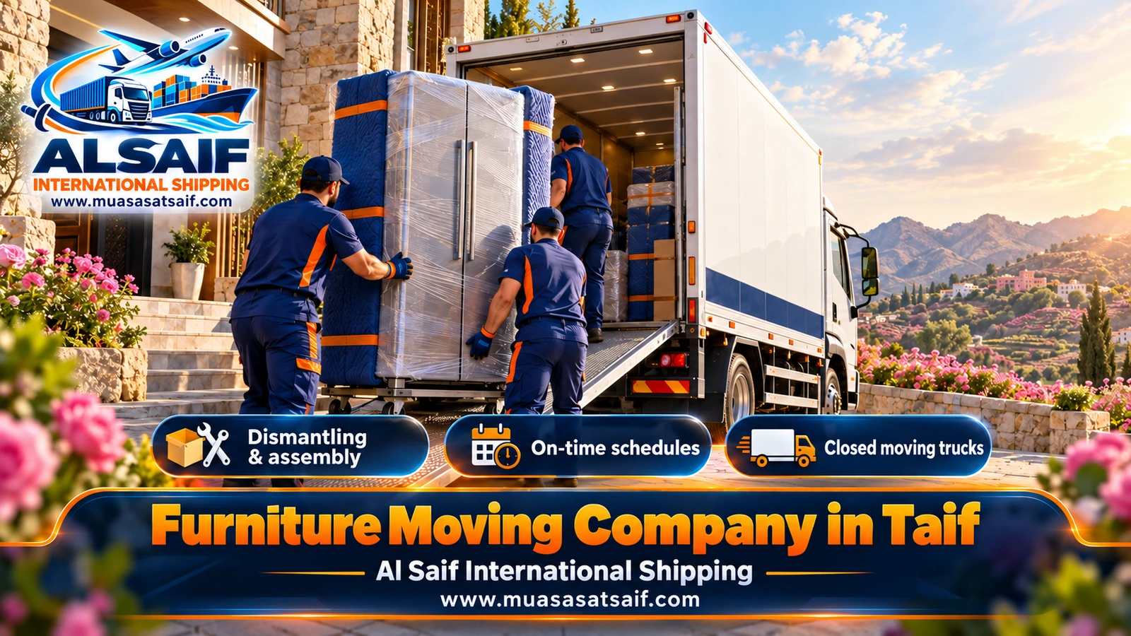 Furniture Movers in Taif | Dismantling, Rain-Proof Packing & Closed Trucks Across the City