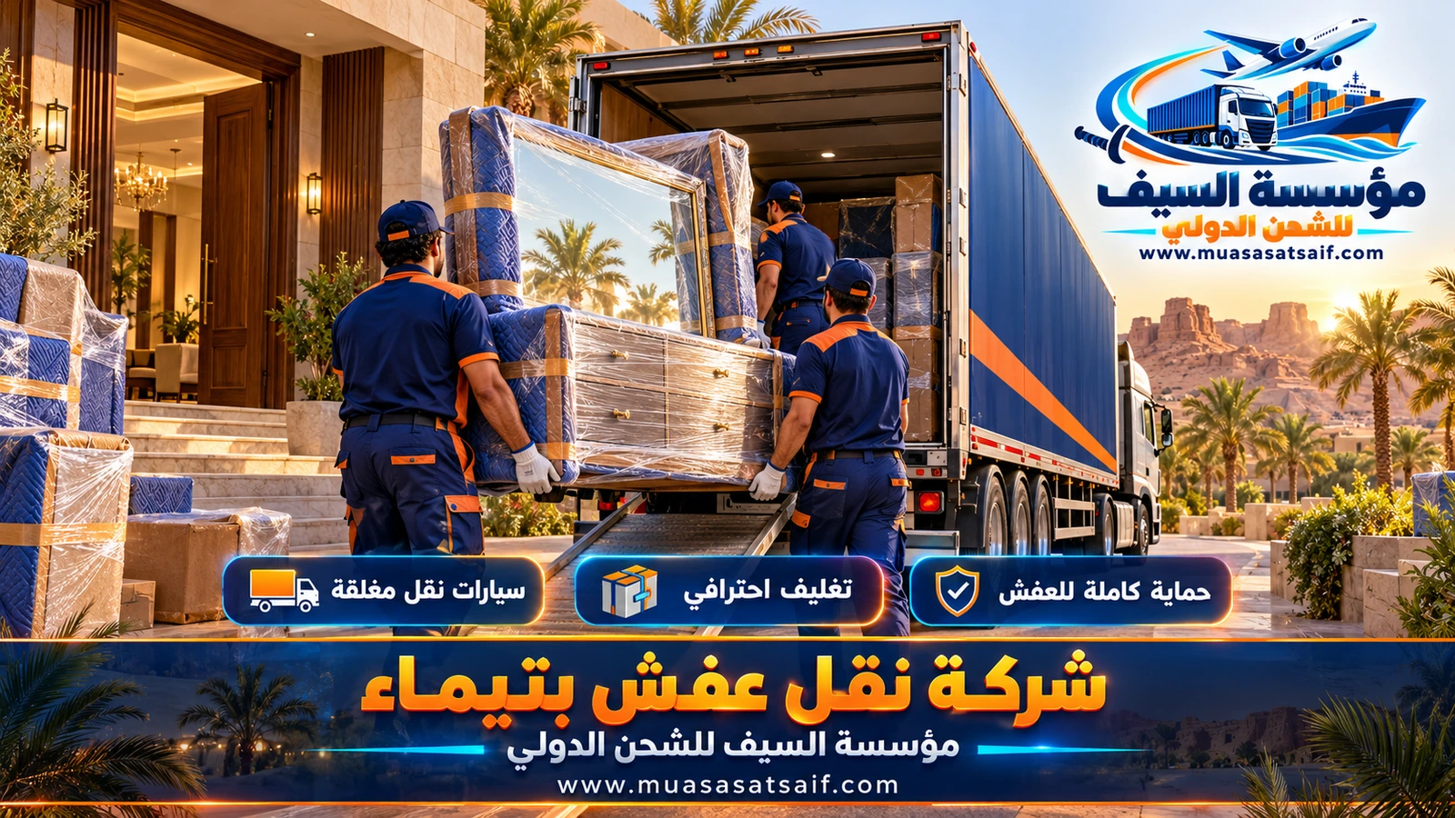 شركة نقل عفش تيماء | نقل البيوت الشعبية والفلل والمزارع مع الفك والتركيب