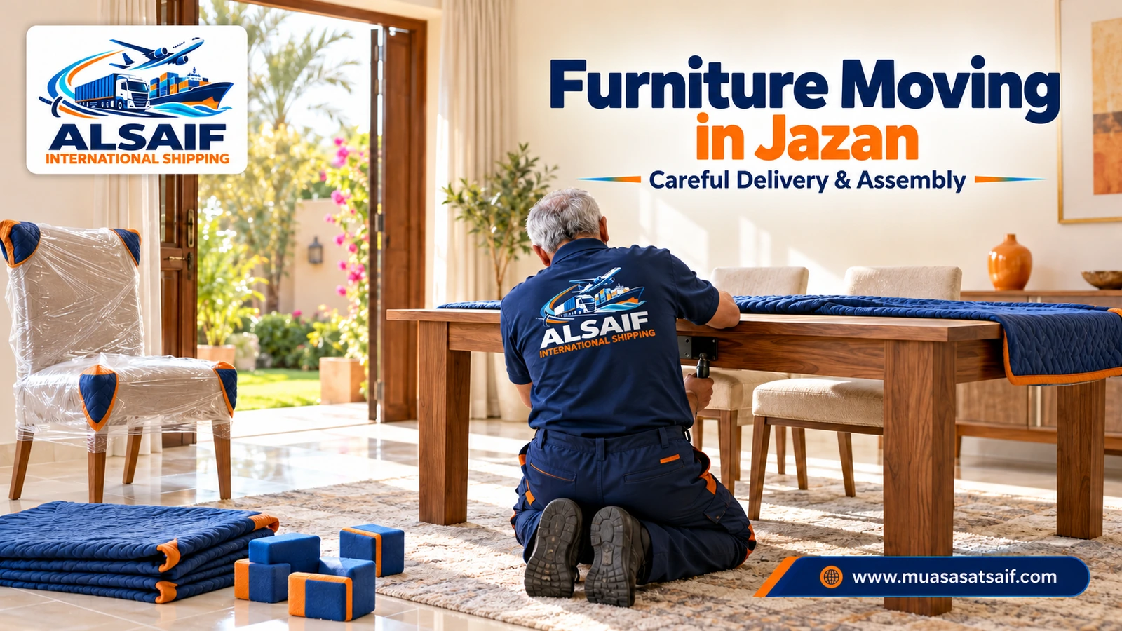Careful furniture delivery and reassembly in a new home in Jazan by Al Saif
