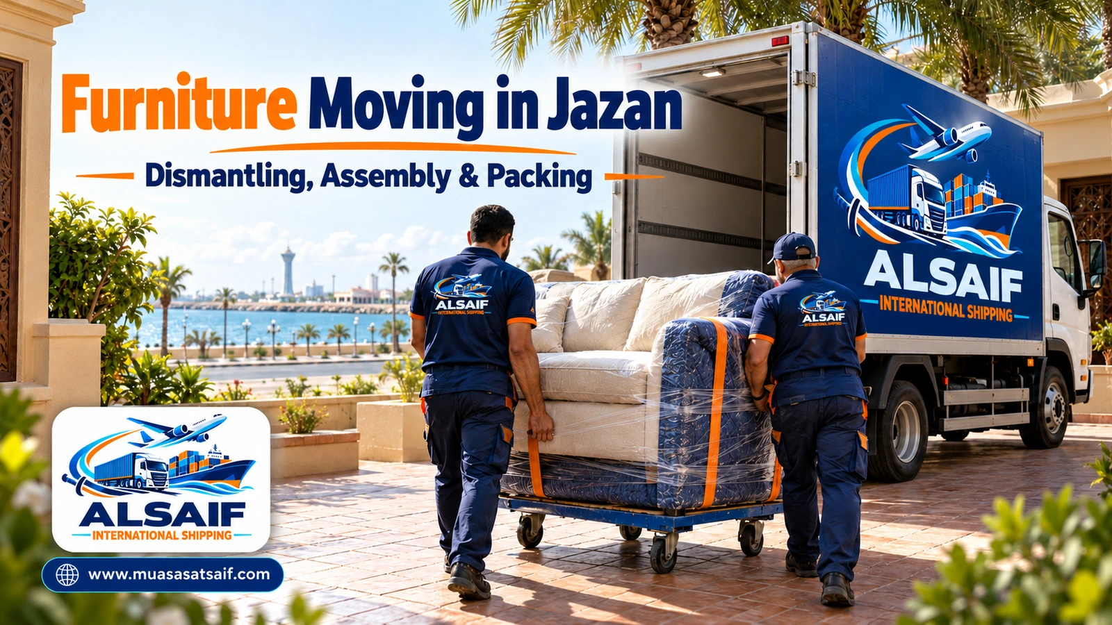 Furniture Moving in Jazan | Humidity-Safe Packing, Dismantling & Closed Trucks
