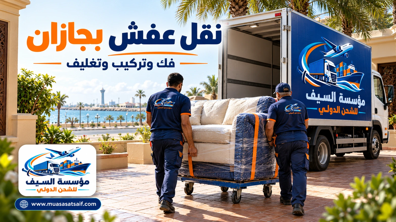 شركة نقل عفش بجازان | فك وتغليف ضد الرطوبة ودينا مغلقة لكل أحياء المدينة