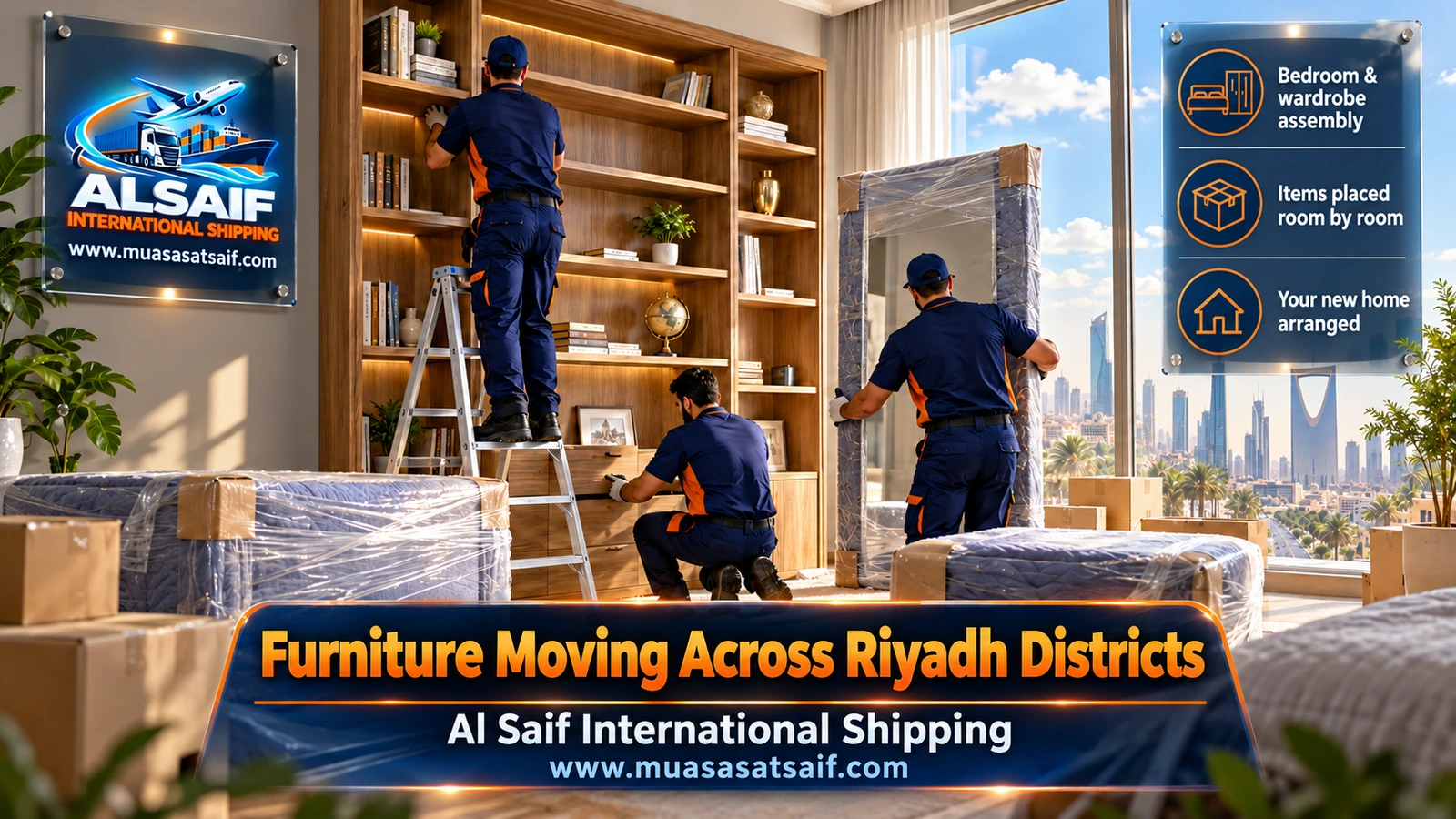 Reassembling a large wardrobe in a north Riyadh villa after a move from the south