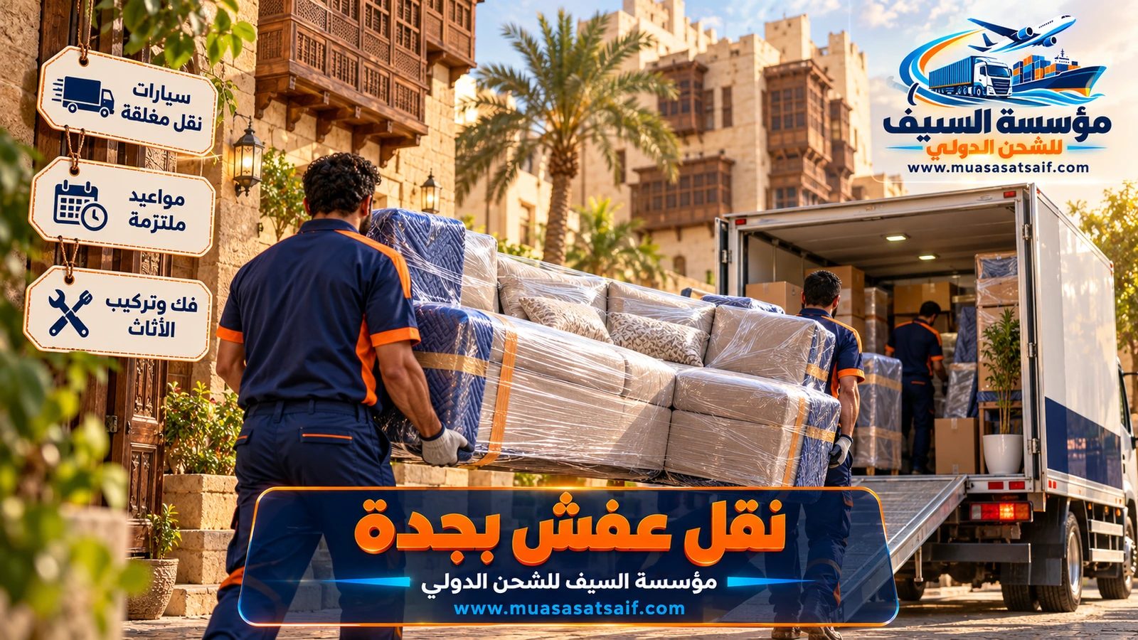 اسعار نقل عفش بجدة | جداول البيوت والسيارات والونش والمطابخ مع أمثلة حساب