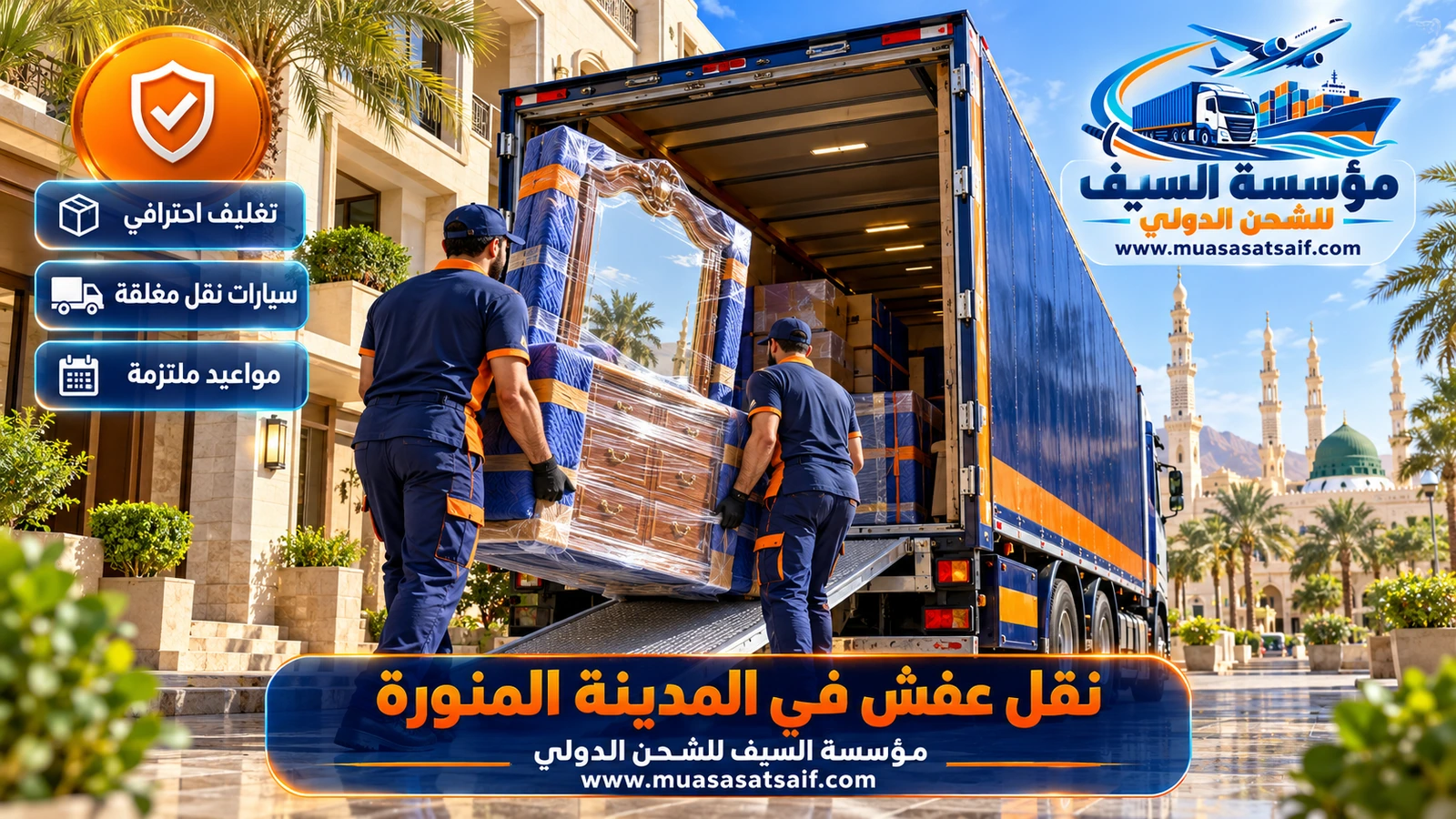 اسعار نقل عفش بالمدينة المنورة | جداول التكلفة وأمثلة بالأرقام ودليل التغليف