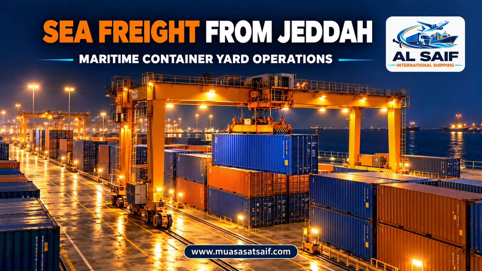 Cranes handling export containers at Jeddah Islamic Port — Al Saif
