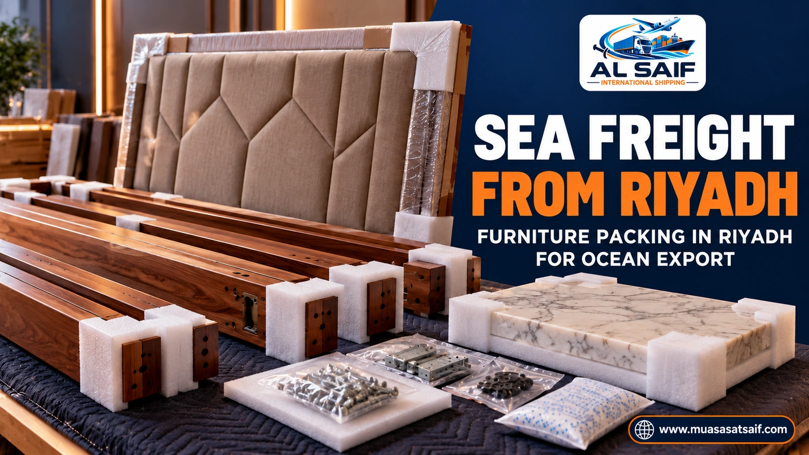 Packing a Riyadh villa’s furniture for sea export — Al Saif