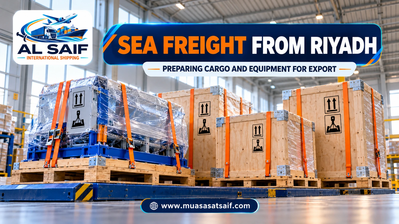 Commercial goods in a Riyadh warehouse ready for sea export — Al Saif
