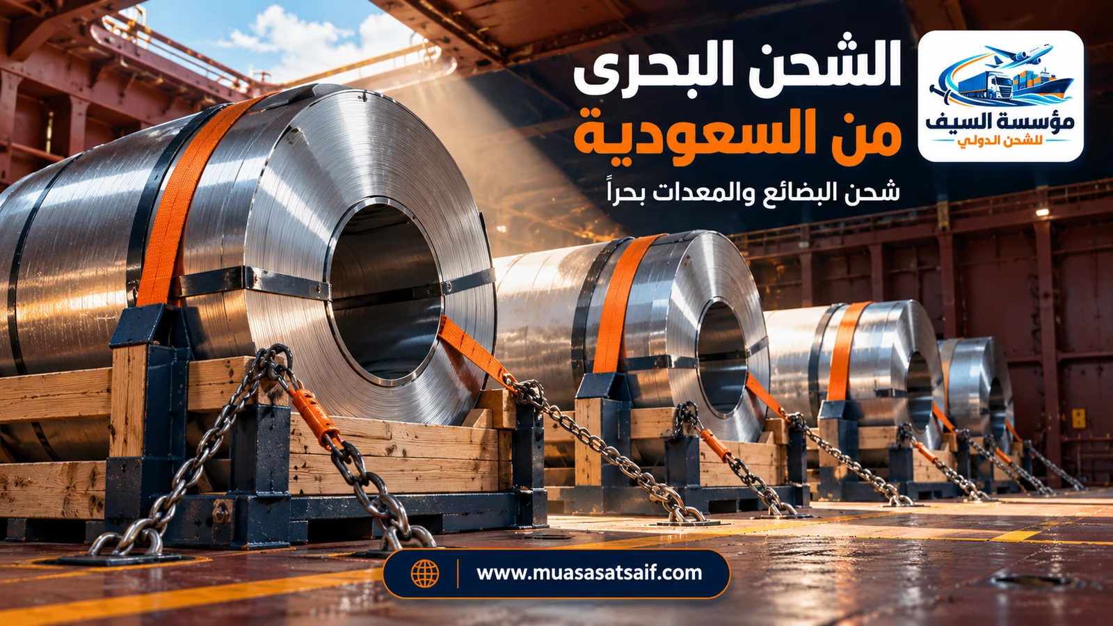 حاويات بضائع تجارية للتصدير البحري من المملكة — مؤسسة السيف
