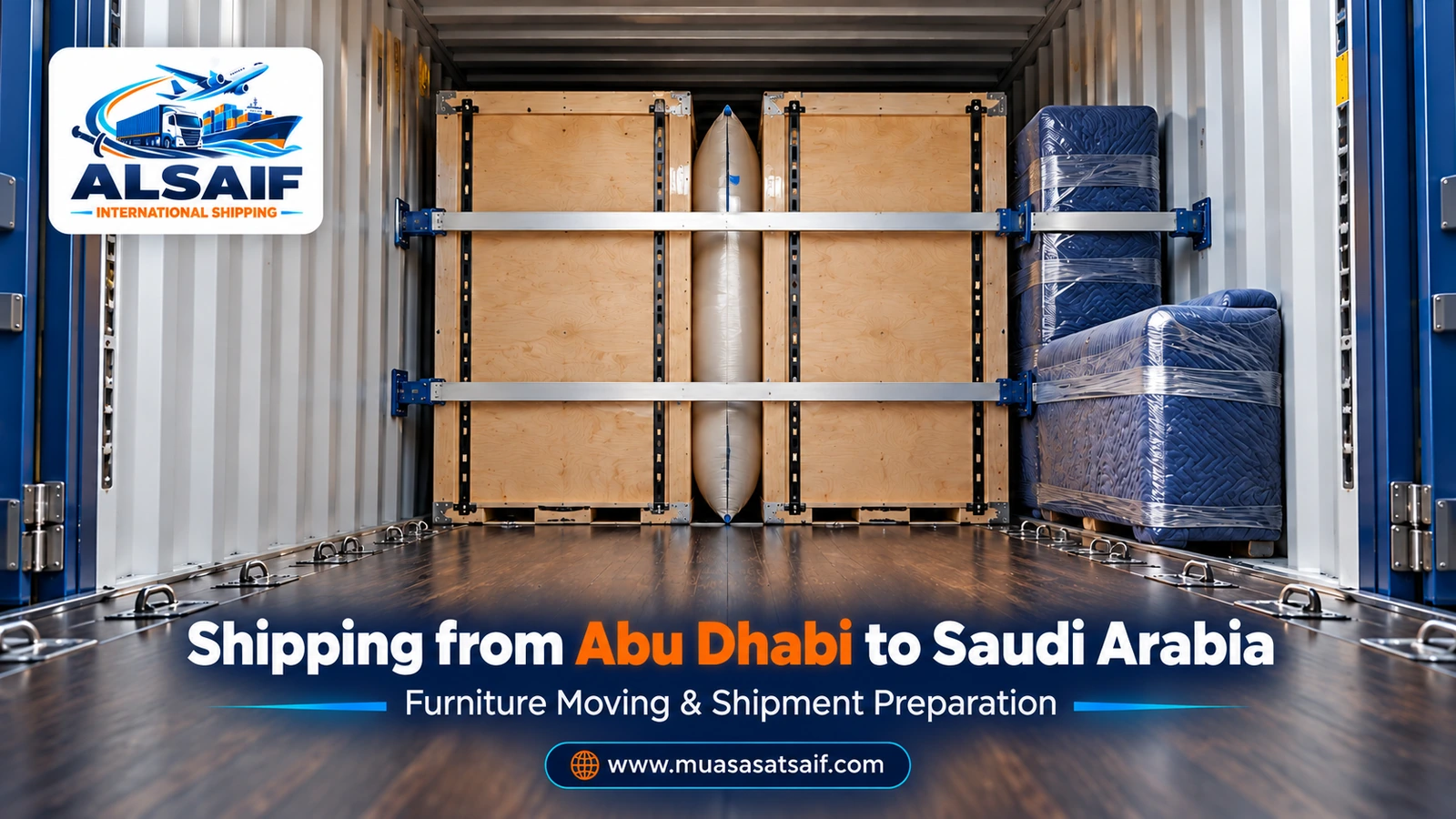 Moving furniture from Abu Dhabi to Saudi Arabia in an enclosed truck — Al Saif