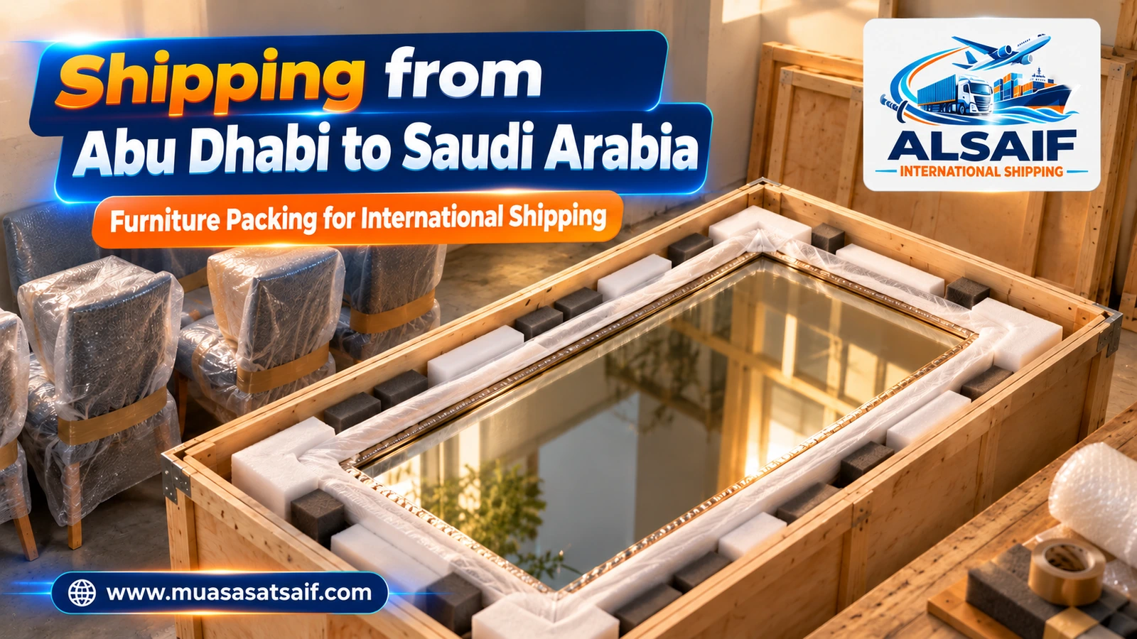 Packing villa furniture in Abu Dhabi before shipping to Saudi Arabia — Al Saif