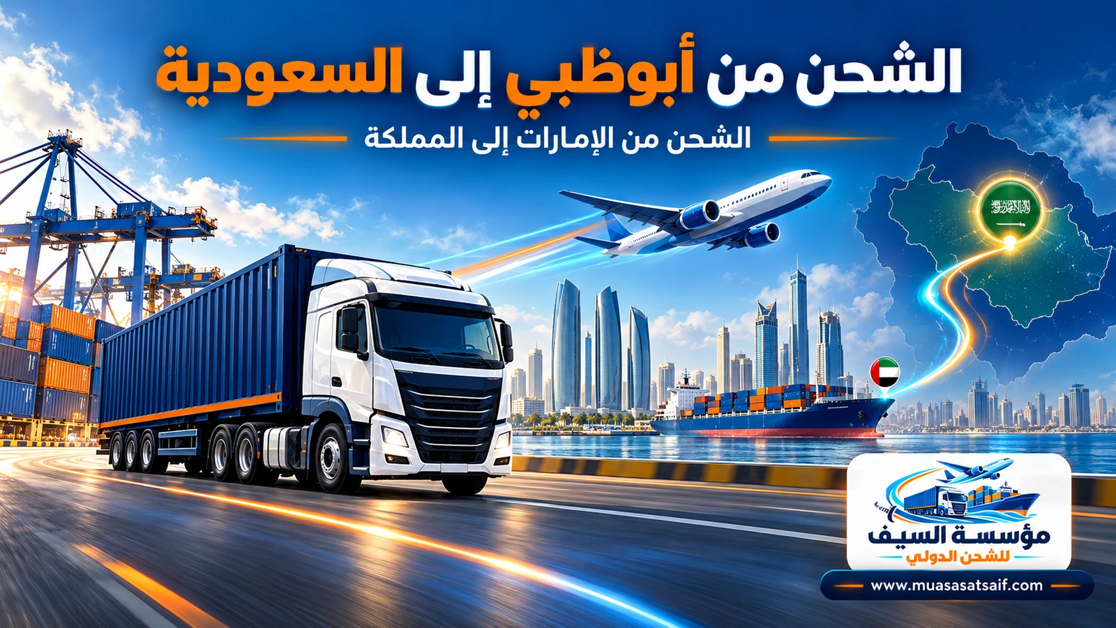 شركة شحن من أبوظبي الي السعودية | ترحيل أثاث الفلل وشحن سيارات من أبوظبي والعين