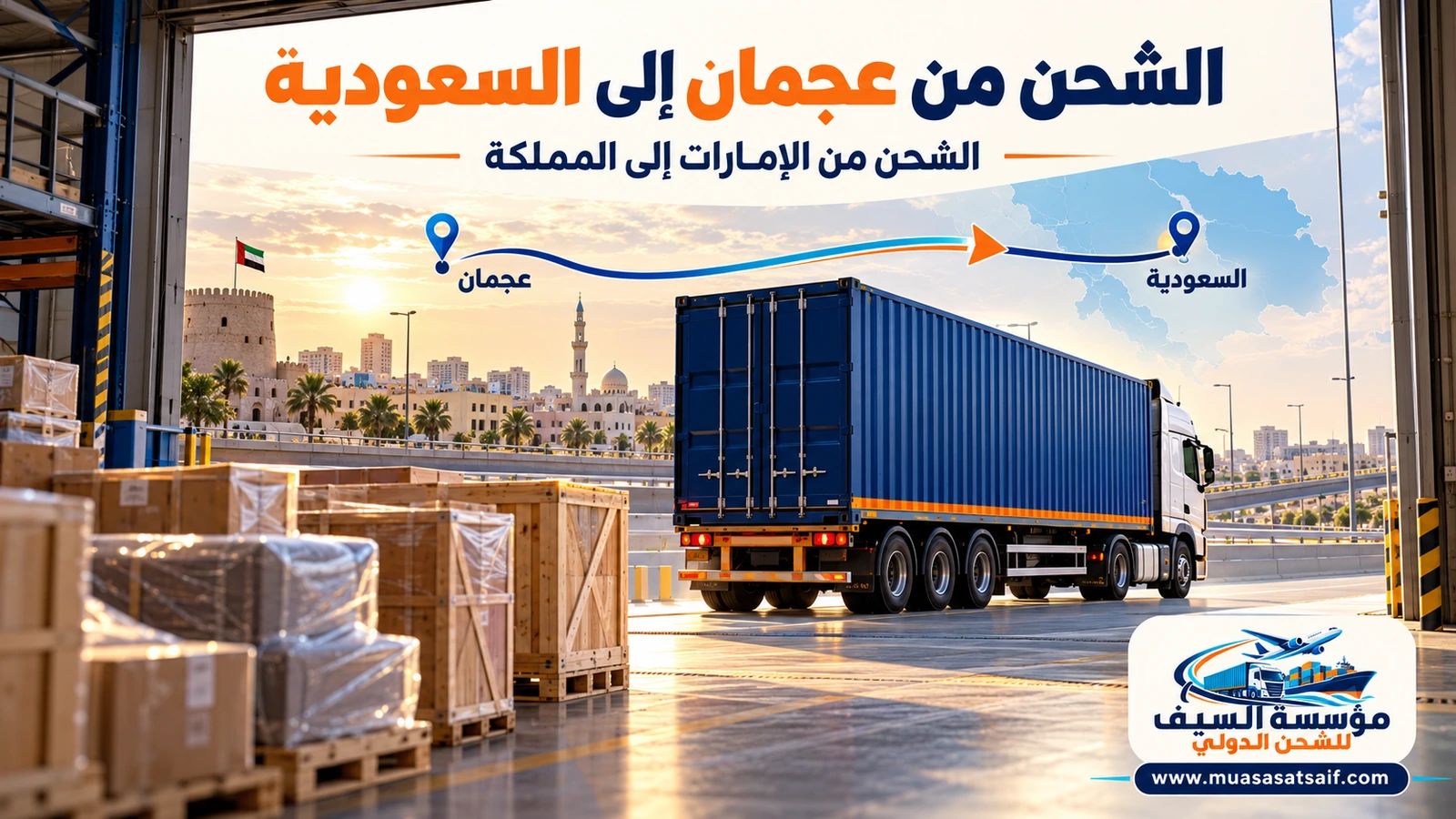 شركة شحن من عجمان الي السعودية | تحميل أثاث الأبراج والفلل وشحن سيارات حتى باب بيتك في المملكة