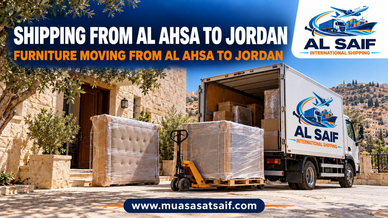 Loading furniture in Al Ahsa onto a truck bound for Amman — Al Saif