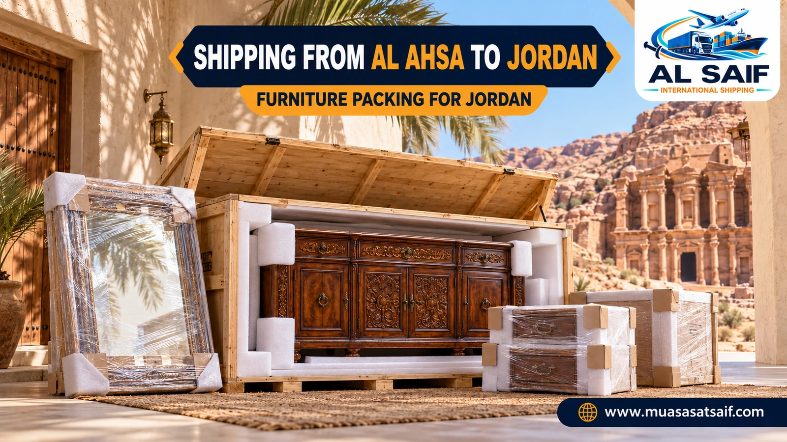 Packing household furniture in Hofuf before moving it to Jordan — Al Saif