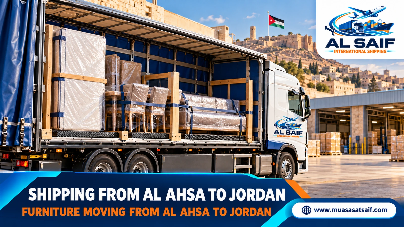 Loading cargo in Al Ahsa onto a truck bound for Jordan — Al Saif