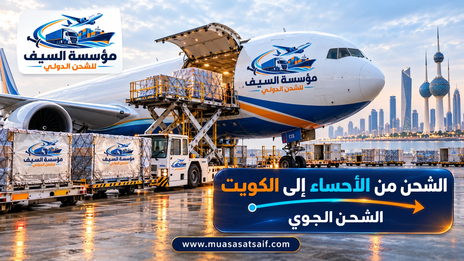 شحن جوي من الأحساء إلى مطار الكويت الدولي — مؤسسة السيف