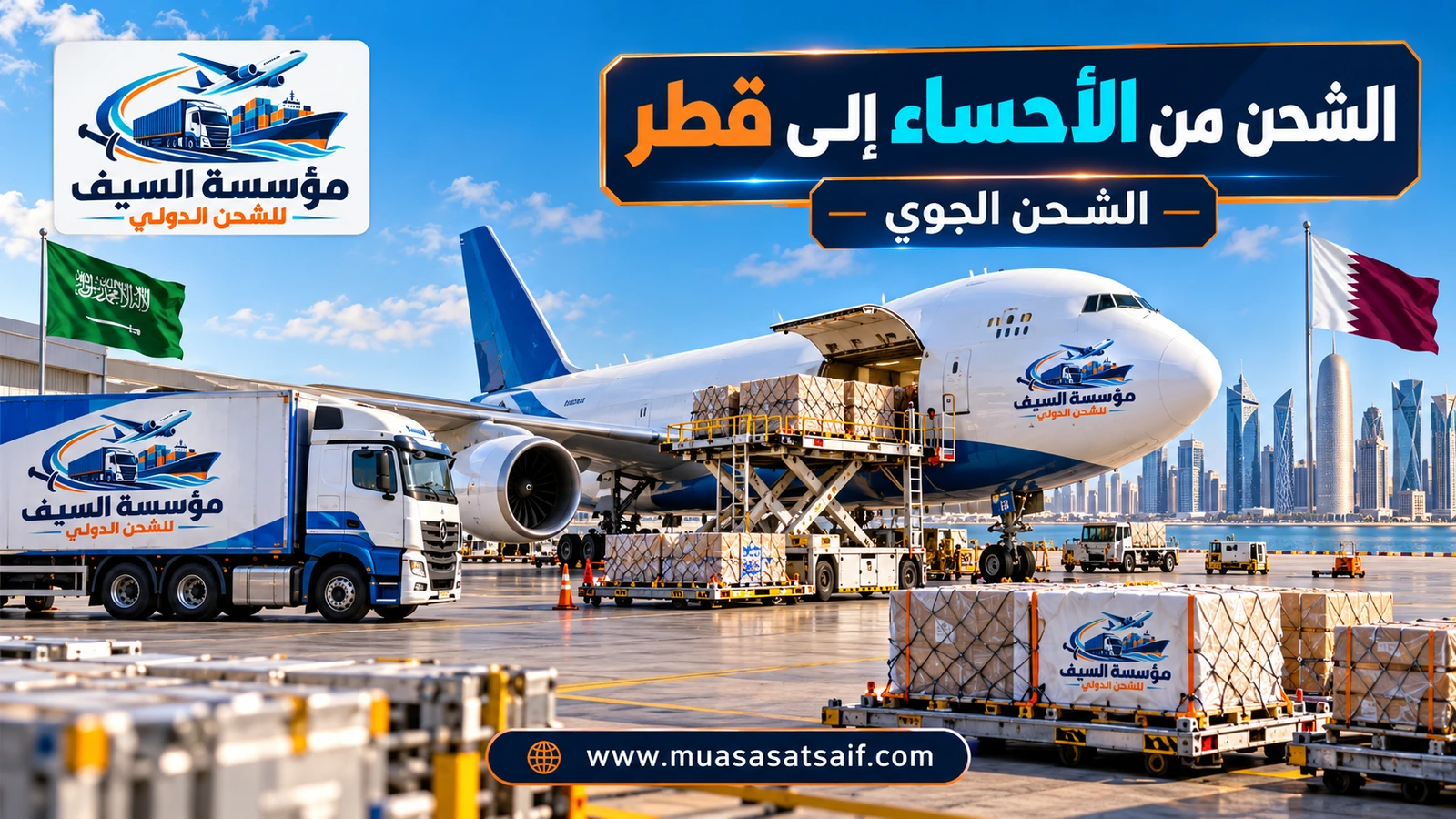 الشحن الجوي من الأحساء إلى مطار حمد الدولي — مؤسسة السيف