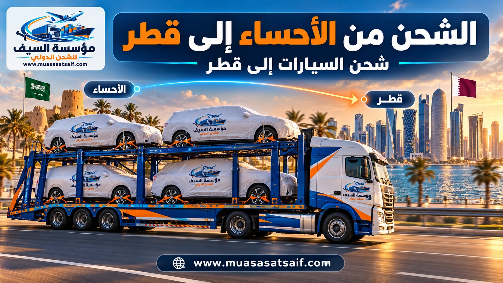 شحن السيارات من الأحساء إلى قطر — مؤسسة السيف
