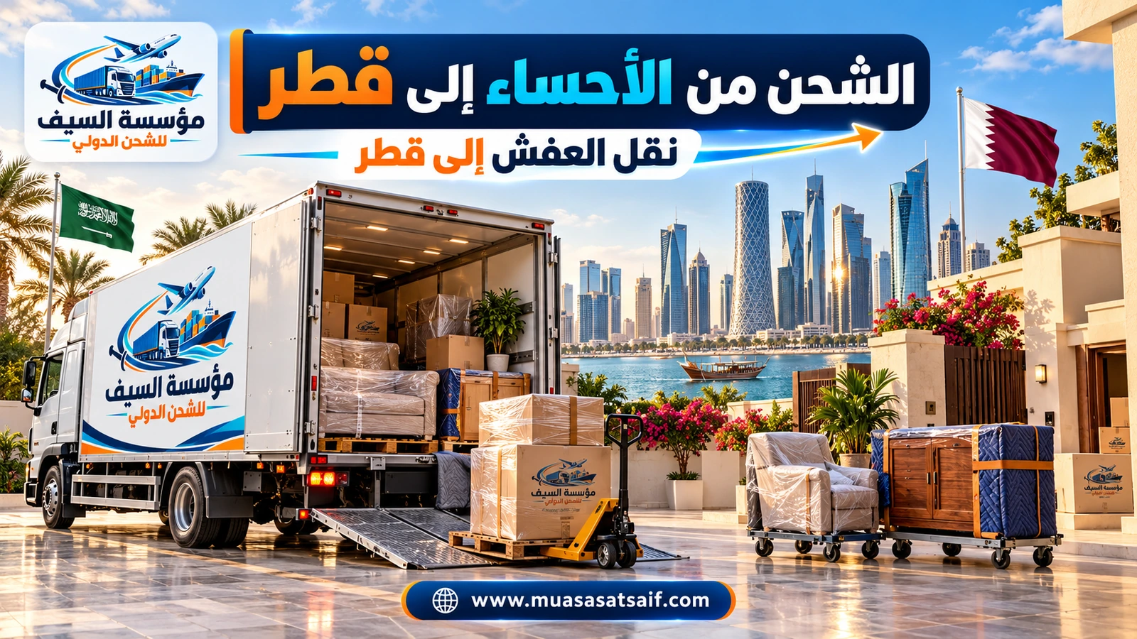 نقل العفش من الأحساء إلى الدوحة — مؤسسة السيف
