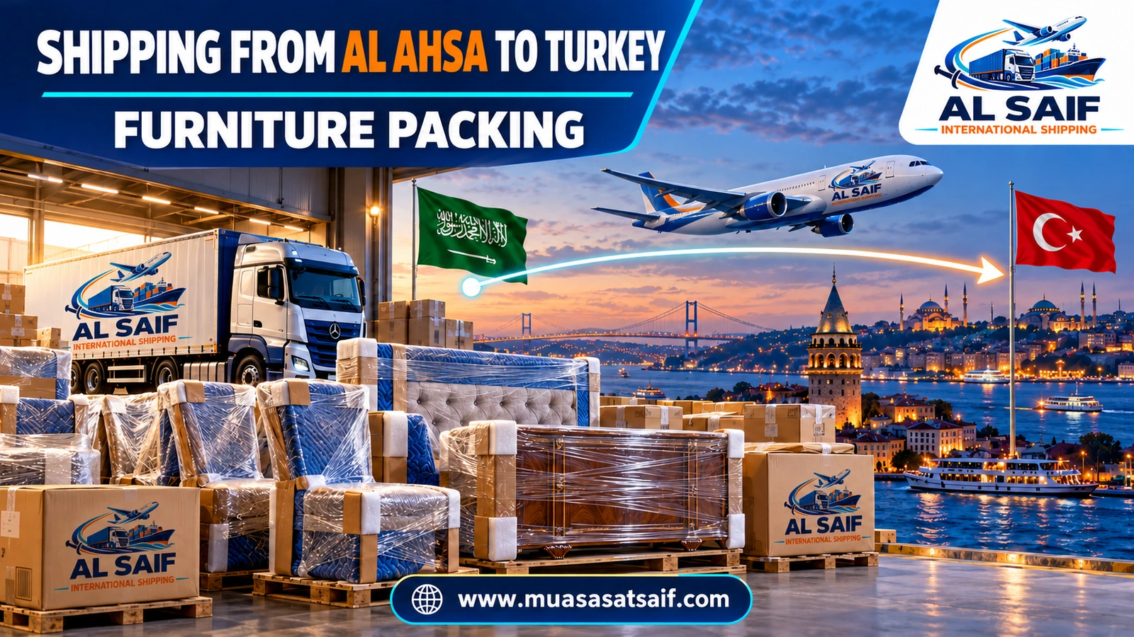 Packing household furniture in Hofuf before shipping it to Turkey — Al Saif